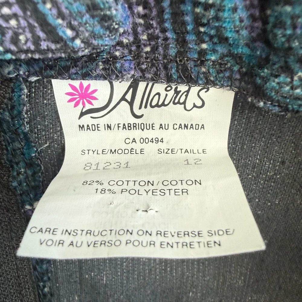 D’Allaird’s Paisley Corduroy Midi Skirt | Teal Purple | Made in Canada | 12 - Picture 2 of 5
